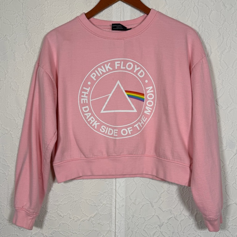 Pink Floyd Crew Neck Crop Sweatshirt Pink Sz L